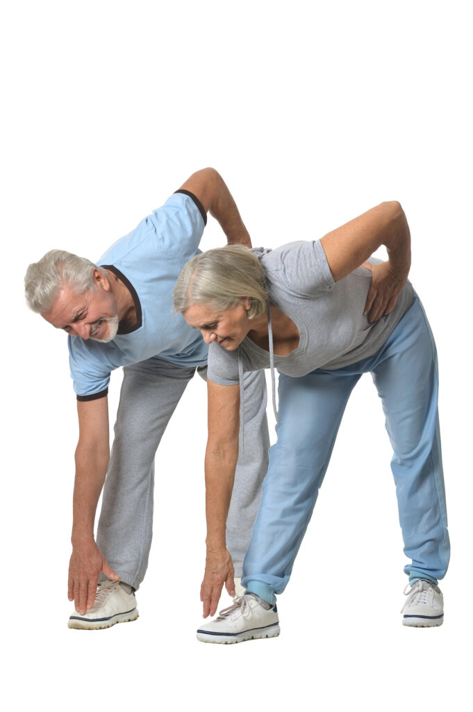 couple bending over exercising